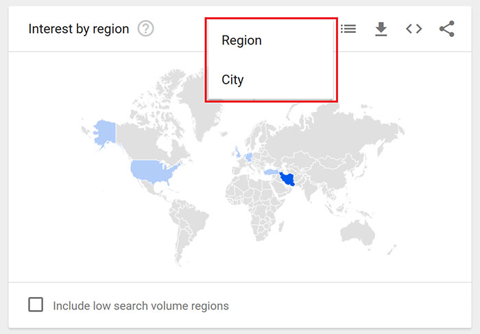 بررسی منطقه ای Google Trends