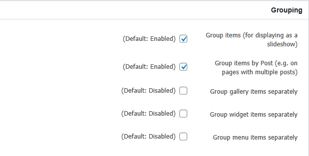 تنظیمات بخش Grouping