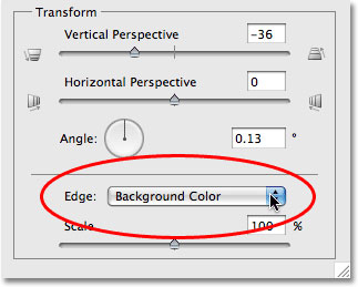 انتخاب حالت Background Color برای گزینه ی Edge